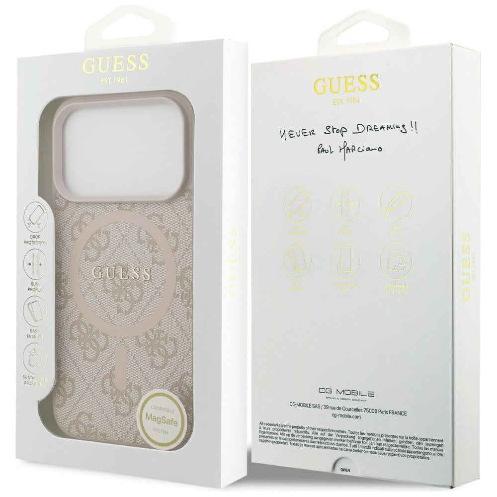 Husa de protectie Guess 4G Ring Classic Logo MagSafe (GUHMP17LG4GFRP) compatibil cu iPhone 17 Pro, Roz