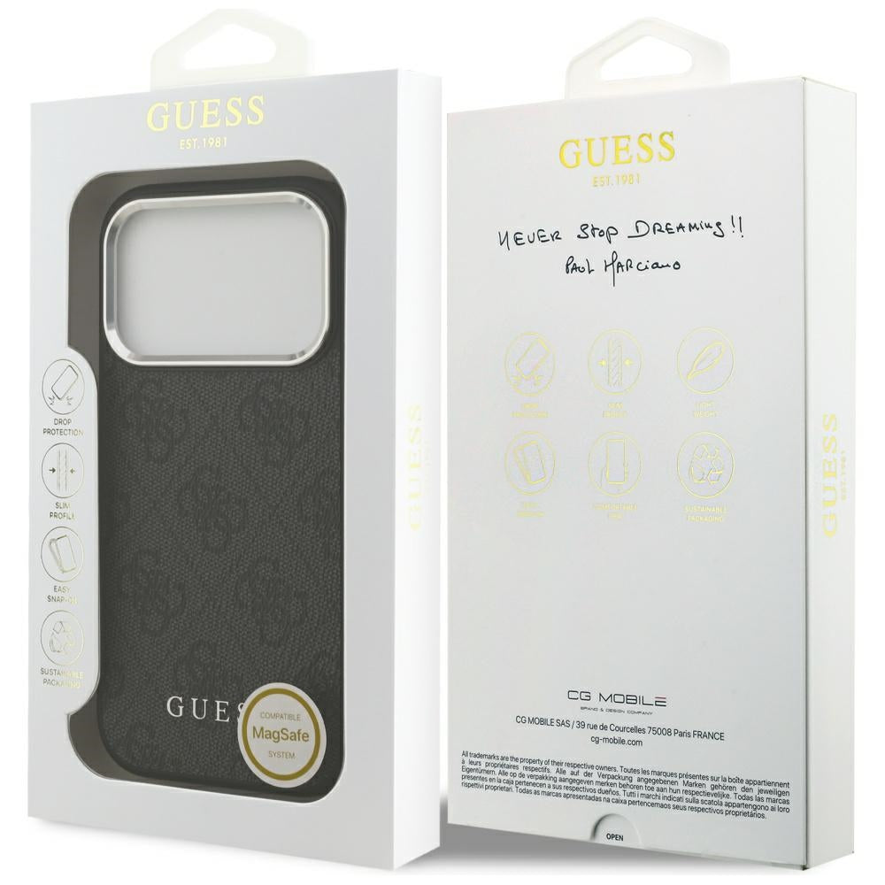 Husa de protectie Guess Hardcase 4G Classic Logo MagSafe (GUHMP17LP4GSSMCK) compatibil cu iPhone 17 Pro, Negru