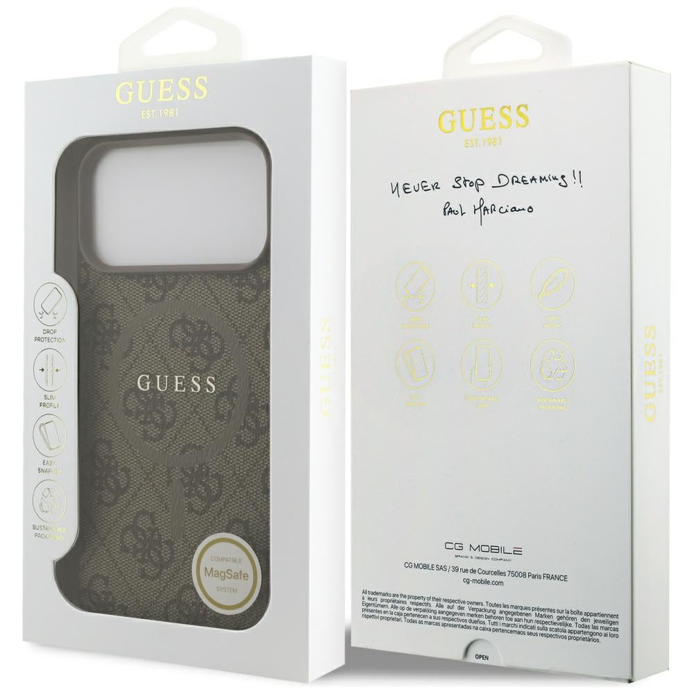 Husa de protectie Guess 4G Ring Classic Logo MagSafe (GUHMP17LG4GFRW) compatibil cu iPhone 17 Pro, Maro
