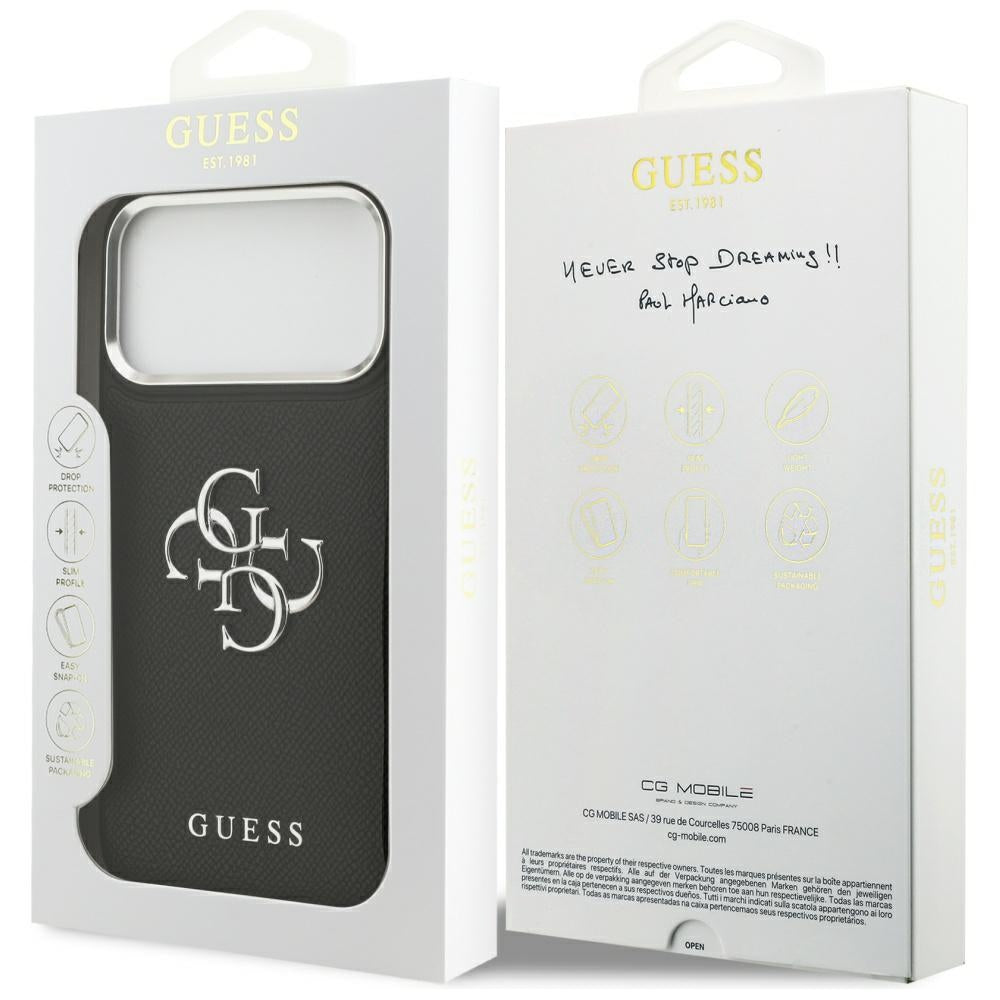 Husa de protectie Guess Hardcase 4G Grained Big and Classic Logo (GUHCP17XPG4SMCEK) compatibil cu iPhone 17 Pro Max, Negru