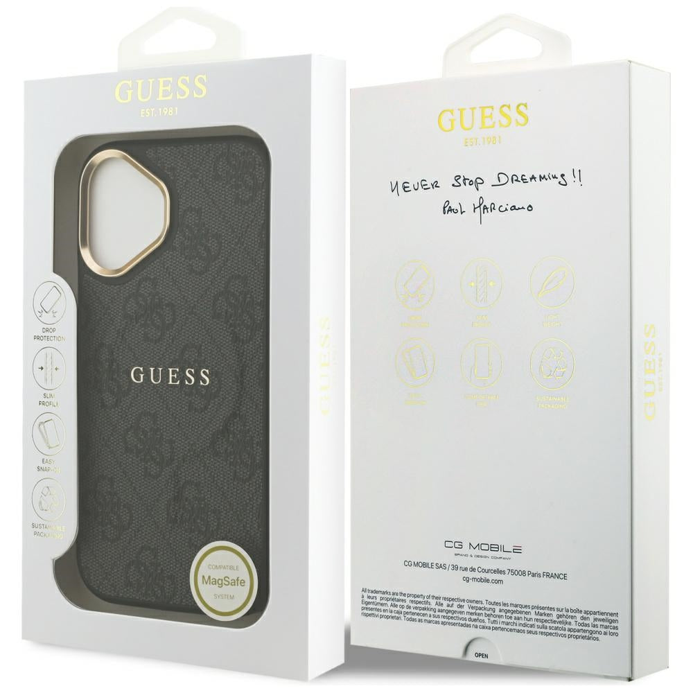 Husa de protectie Guess Hardcase 4G Classic MagSafe (GUHMP17SP4MSEGCK) compatibil cu iPhone 17, Negru