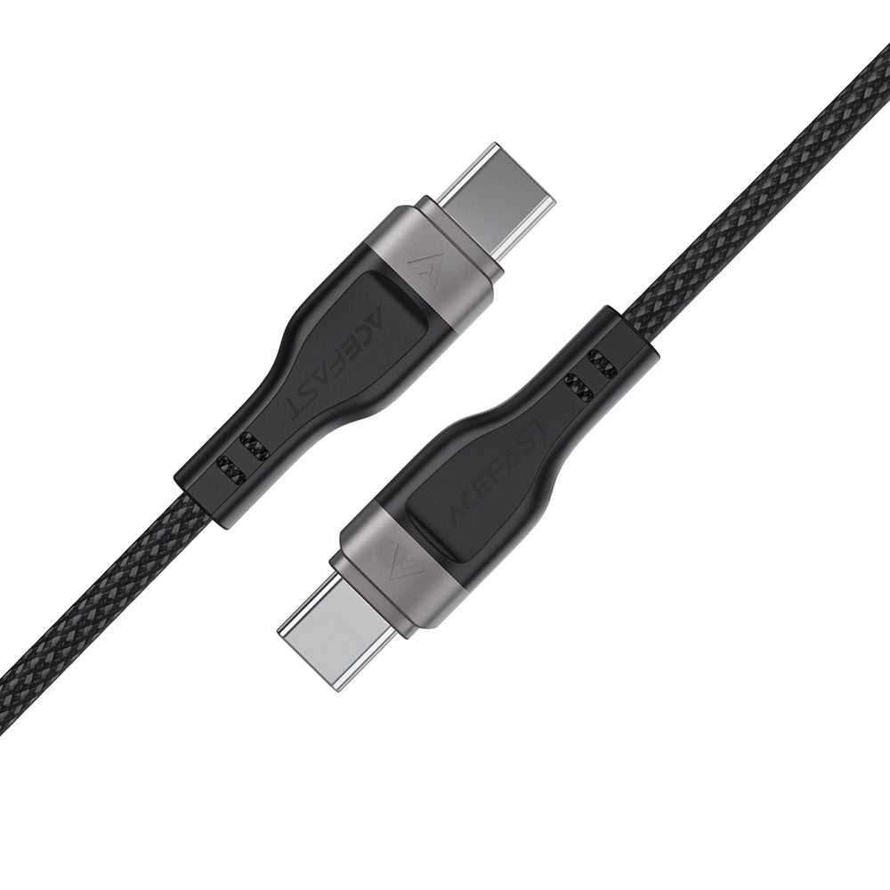 Cablu Acefast (C11-03), Magnetic Winding, Fast Charging, Type-C to Type-C, 60W, 3A, Adjustable Lenght, 1.2m, Negru