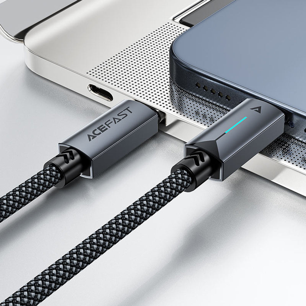Cablu Acefast (C19-03), Type-C to Type-C, Fast Charging, 60W, 3A, Bend-Resistant, Nylon Braid, 1.2m, Negru