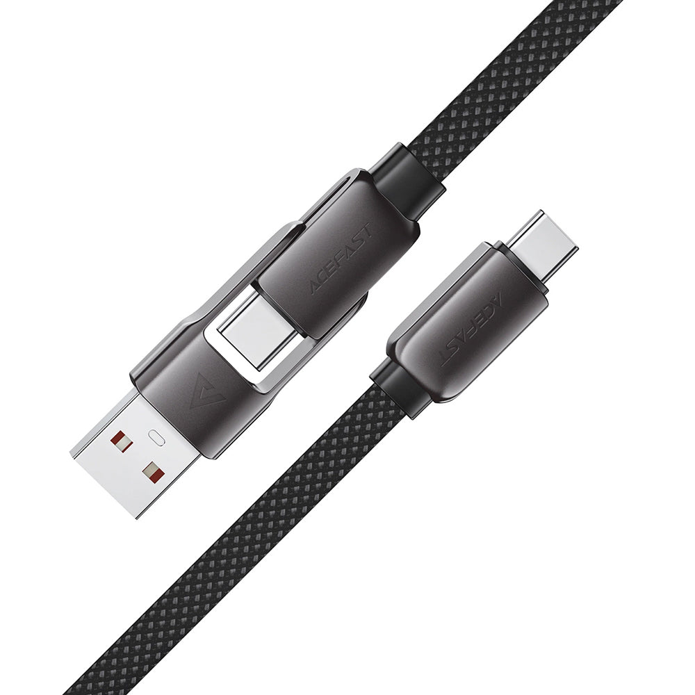 Cablu Acefast (C13-04), Fast Charge, Type-C to USB, Type-C, 60W, 3A, Bend-Resistant, Zinc Alloy, 1.2m, Negru