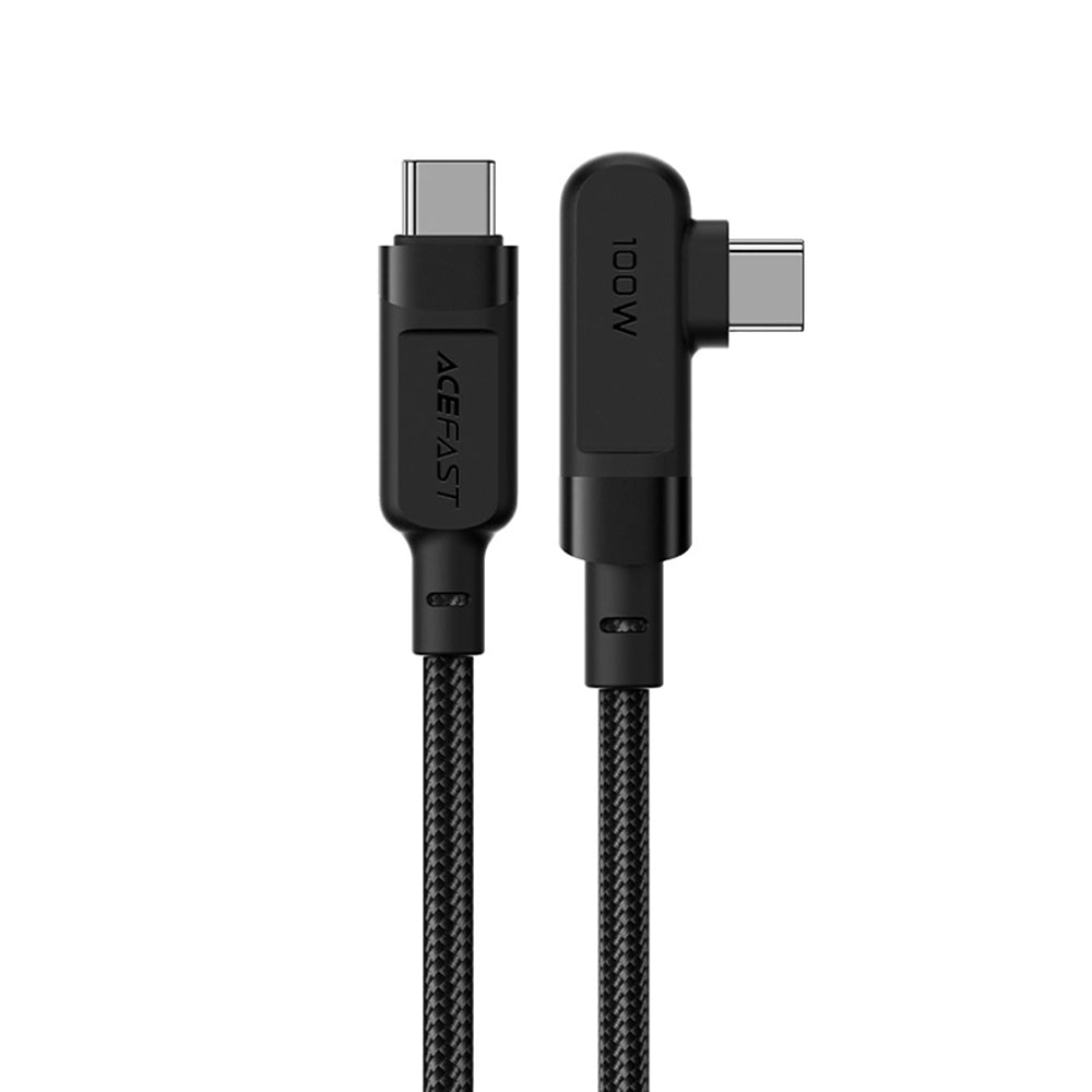 Cablu Acefast (C5-03), Fast Charging, Type-C to Type-C, 100W, 5A, Right Angle Design, Nylon Braid, 2m, Negru