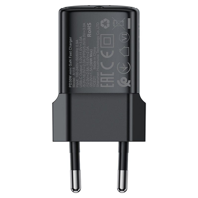 Incarcator Acefast (A118), Type-C, PD 30W, GaN, Negru