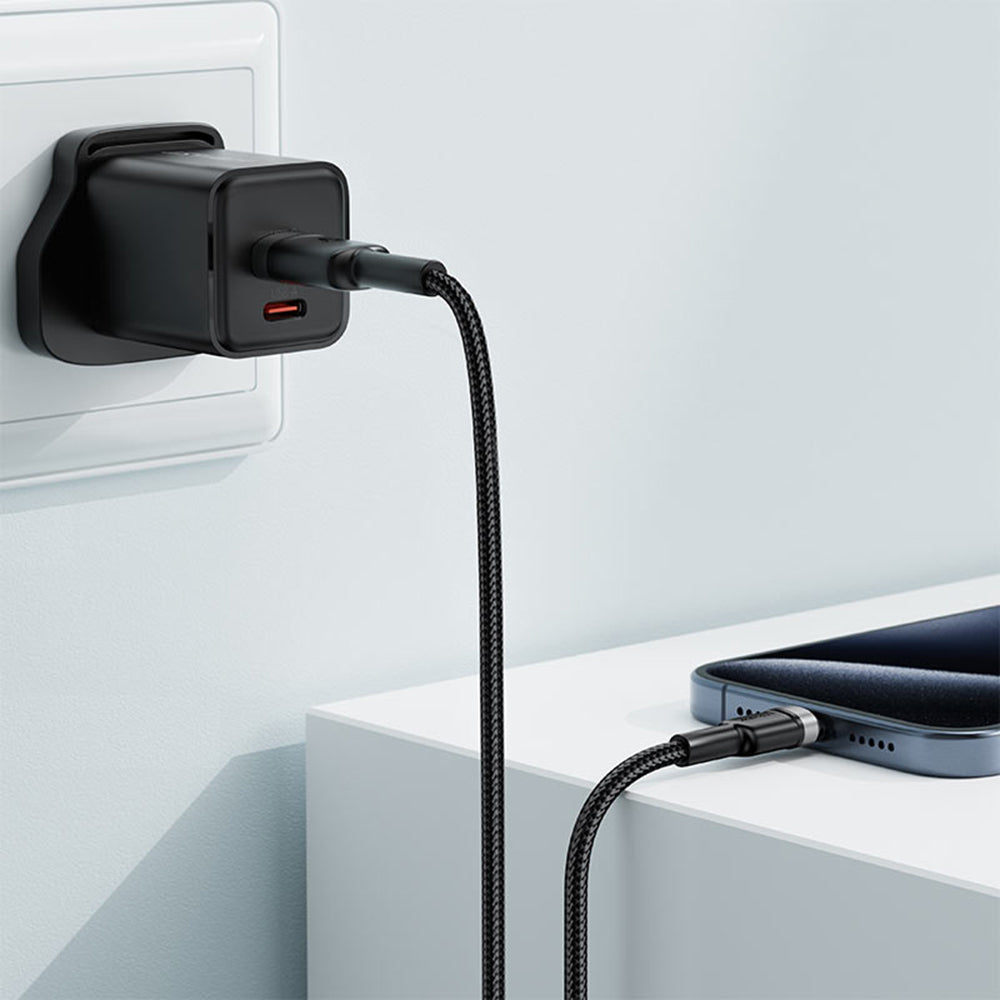 Cablu Acefast (C22-04), Fast Charge, USB to Type-C, 3A, Bend-Resistant, Wide Compatibility, Nylon Braid, 1.2m, Negru