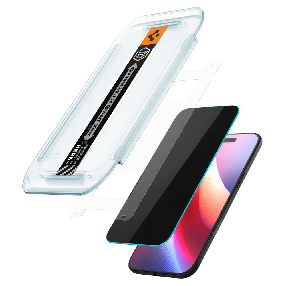 Folie de protectie Spigen (set de 2) Glas.tR EZ-FIT (AGL09862) compatibil cu iPhone 17 Air, Privacy