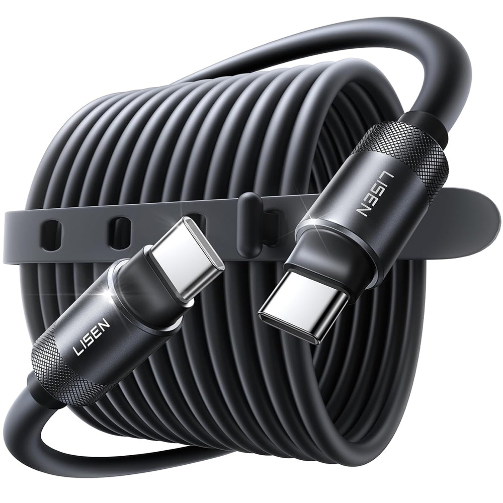 Cablu Lisen L115 (YL0125040001), Type-C to Type-C, Fast Charging, 100W, 480Mbps, Aluminum Alloy, Silicone, 3m, Negru
