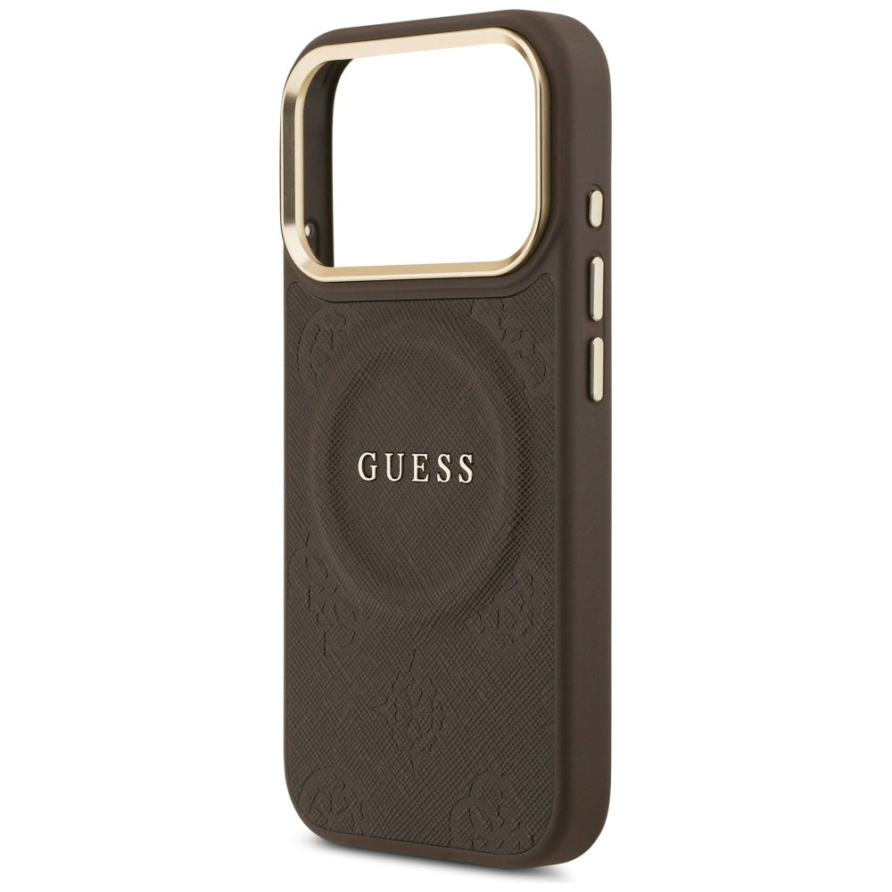 Husa de protectie Guess Peony Hot Stamp compatibil cu iPhone 17 Pro, Maro