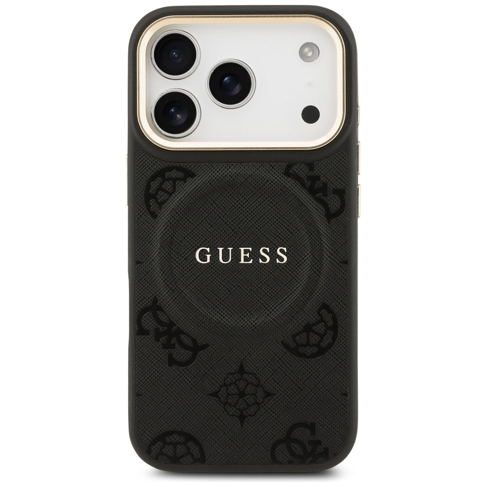 Husa de protectie Guess Peony Hot Stamp MagSafe (GUHMP17LPSAMSECK) compatibil cu iPhone 17 Pro, Negru