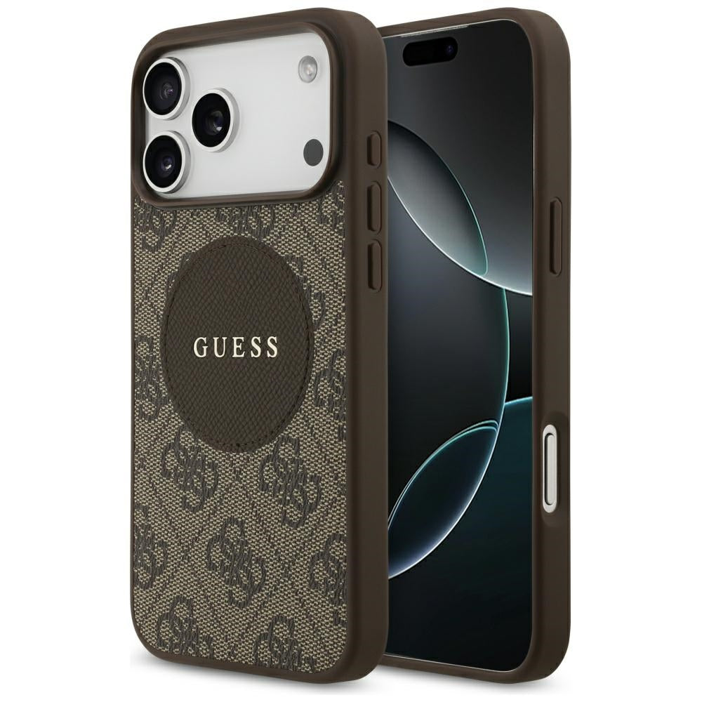 Husa de protectie Guess 4G Circle Classic Logo MagSafe (GUHMP17LP4PGRSGW) compatibil cu iPhone 17 Pro, Maro
