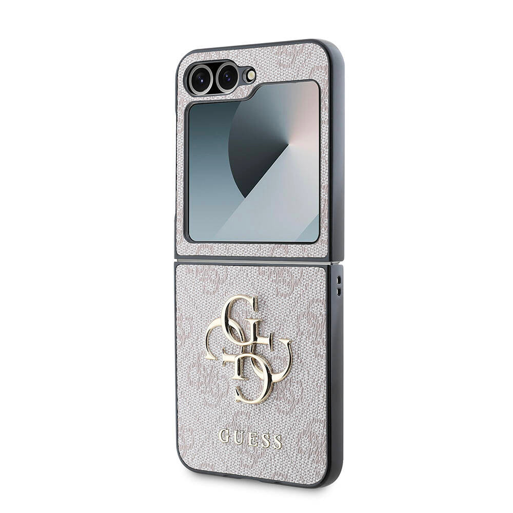 Husa de protectie Guess Leather 4G Metal Logo (GUHCZF74GMGPI) compatibil cu Samsung Galaxy Z Flip7, Roz