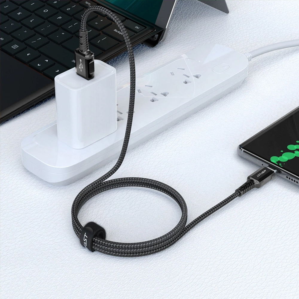 Cablu Acefast (C1-04), USB to Type-C, 3A, Fast Charging, Nylon Braid, 1.2m, Negru