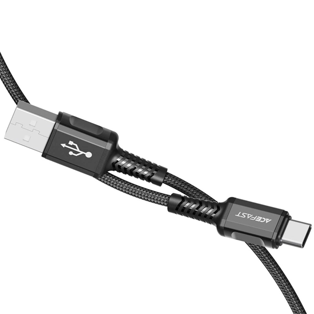 Cablu Acefast (C1-04), USB to Type-C, 3A, Fast Charging, Nylon Braid, 1.2m, Negru