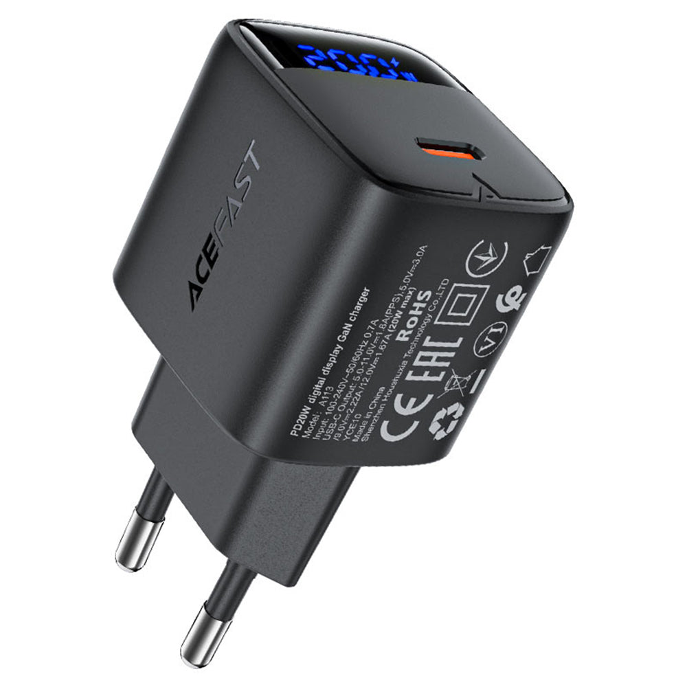 Incarcator Acefast (A113), Type-C, 20W, Fast Charging, Negru