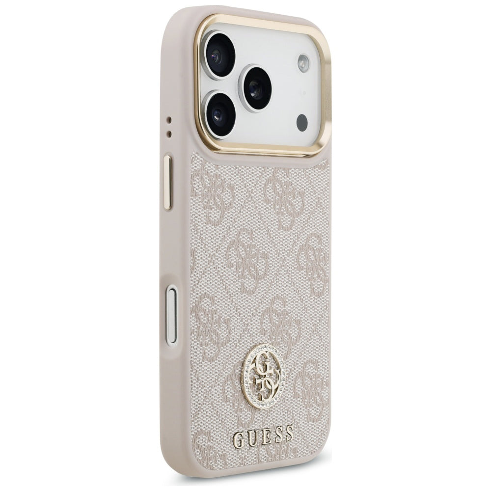 Husa de protectie Guess Hardcase 4G Strass Logo & Big Strap (GUHMP17LP4G4DCSP) compatibil cu iPhone 17 Pro, Roz