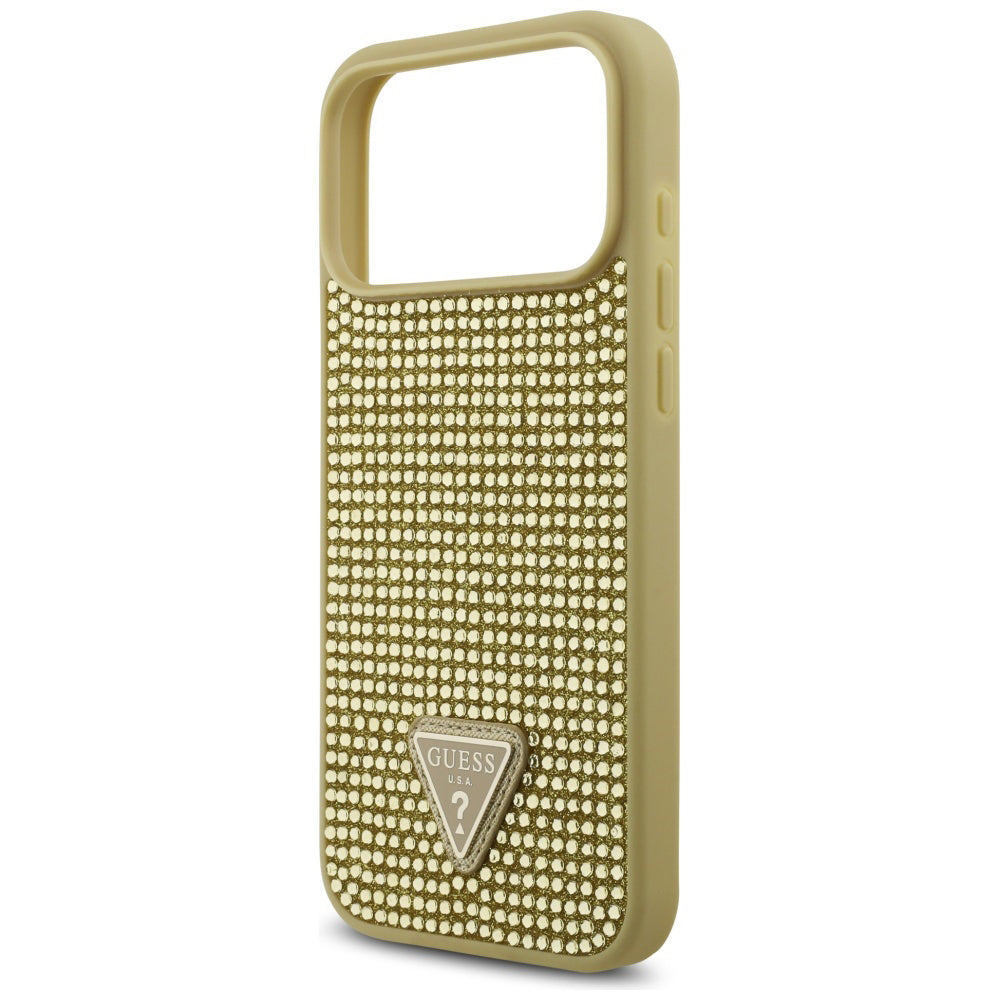Husa de protectie Guess Rhinestone Triangle Logo (GUHCP17LHDGTPD) compatibil cu iPhone 17 Pro, Auriu