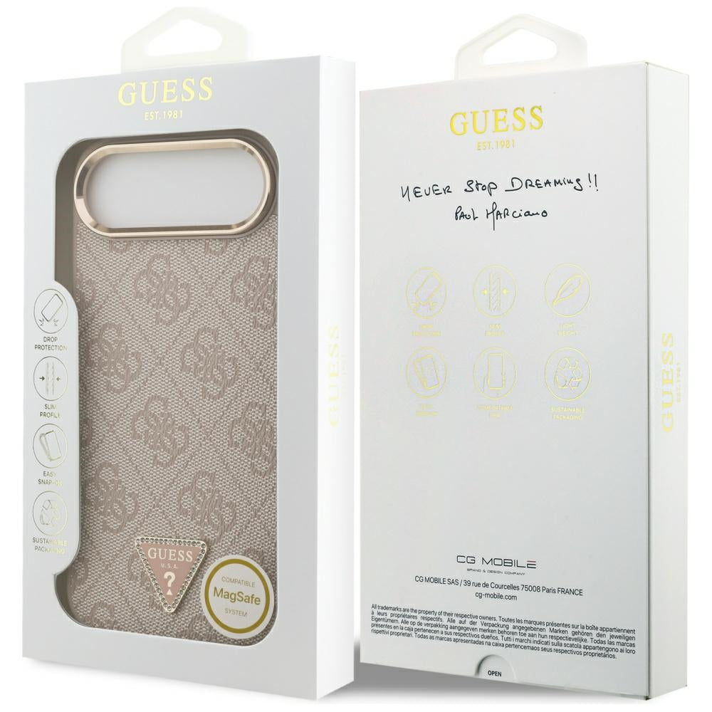 Husa de protectie Guess Hardcase 4G Triangle Logo MagSafe (GUHMP17MP4GTDGMP) compatibil cu iPhone 17 Air, Roz