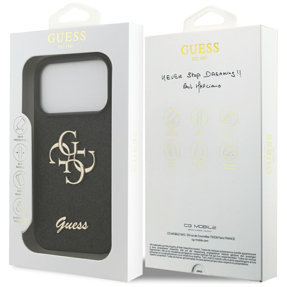Husa de protectie Guess Fixed Glitter Big 4G (GUHCP17XHG4SGK) compatibil cu iPhone 17 Pro Max, Negru