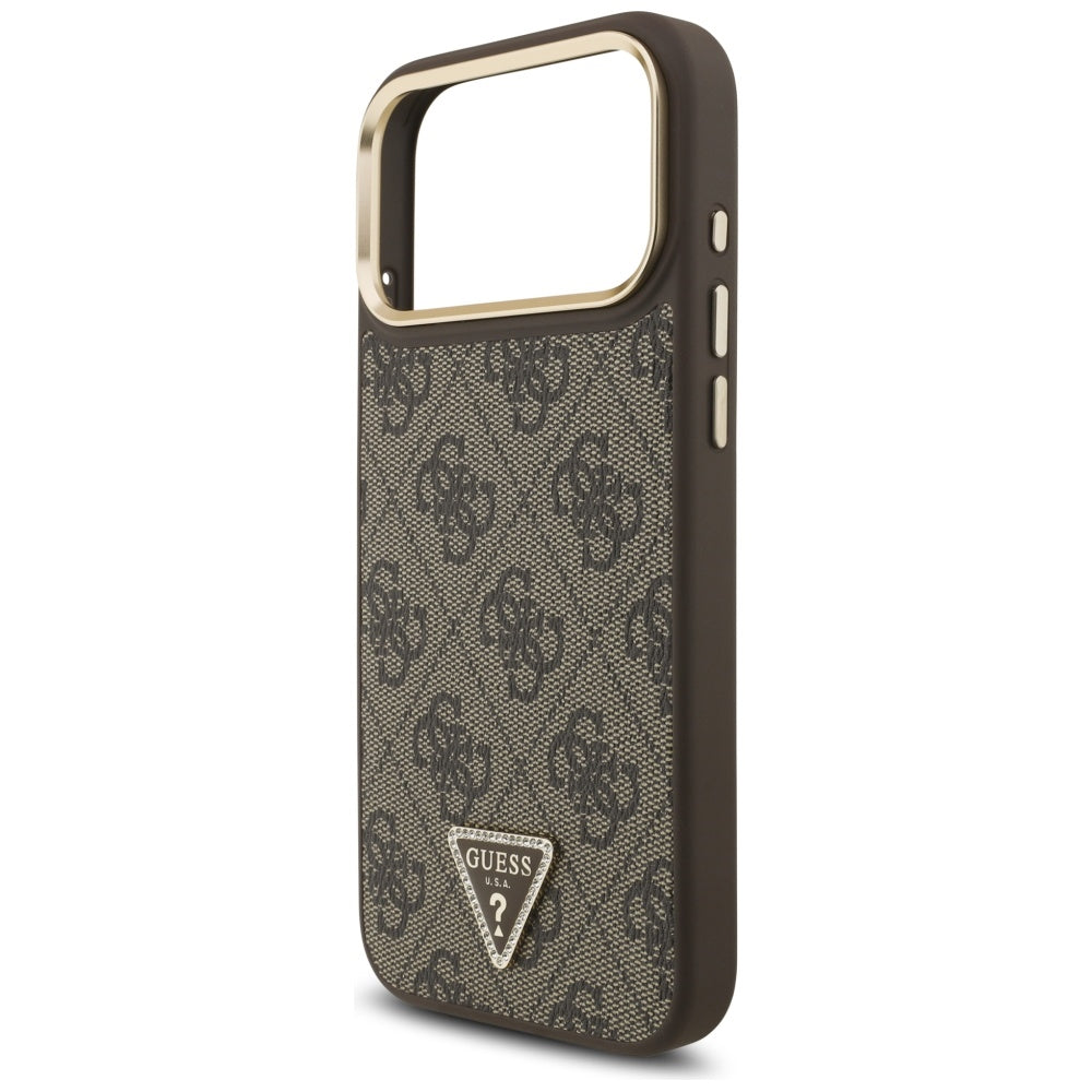 Husa de protectie Guess Hardcase 4G Triangle Logo MagSafe (GUHMP17LP4GTDGMW) compatibil cu iPhone 17 Pro, Maro
