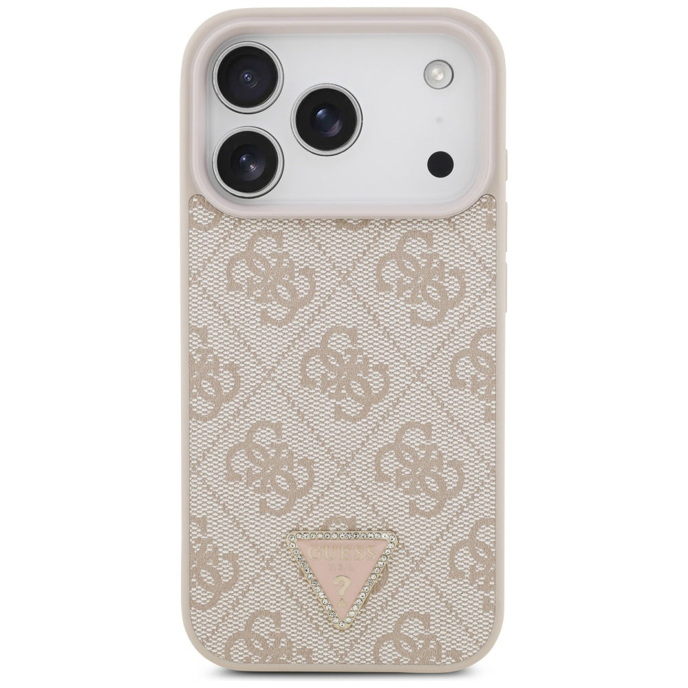 Husa de protectie Guess Leather 4G Triangle Strass MagSafe (GUHMP17LP4TDPLP) compatibil cu iPhone 17 Pro, Roz