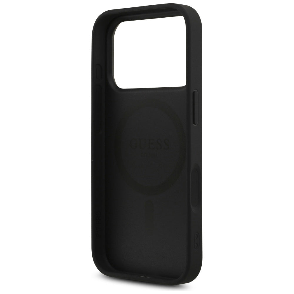 Husa de protectie Guess Leather 4G Triangle Strass MagSafe (GUHMP17XP4TDPLK) compatibil cu iPhone 17 Pro Max, Negru