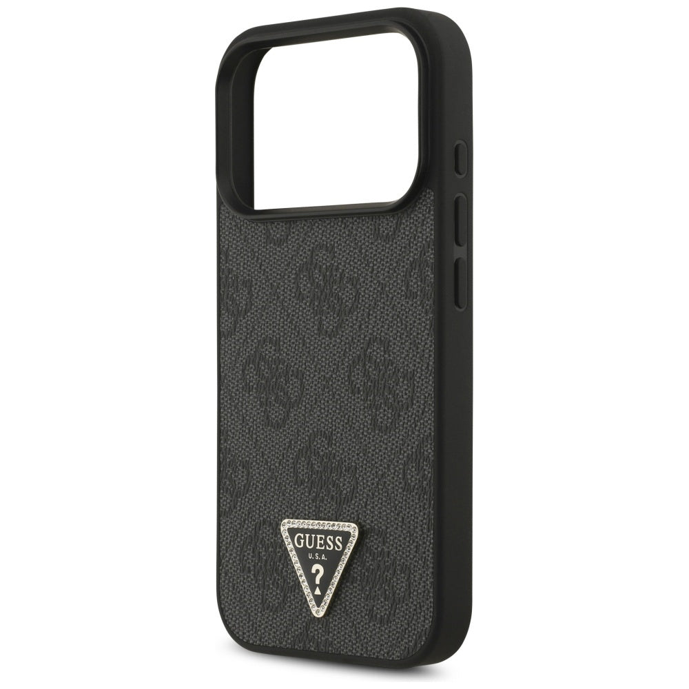 Husa de protectie Guess Leather 4G Triangle Strass MagSafe (GUHMP17XP4TDPLK) compatibil cu iPhone 17 Pro Max, Negru