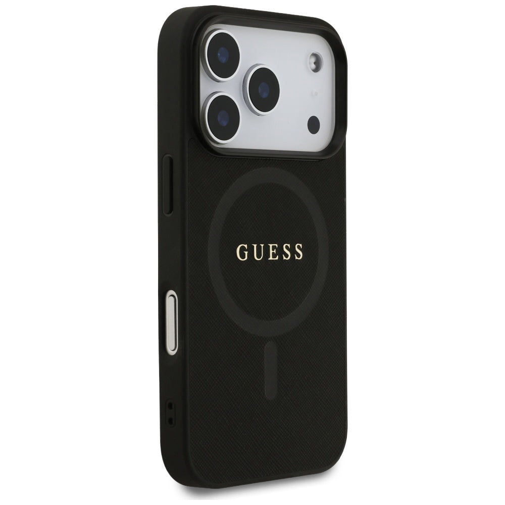 Husa de protectie Guess Saffiano Classic Logo MagSafe (GUHMP17XPSAHMCK) compatibil cu iPhone 17 Pro Max, Negru