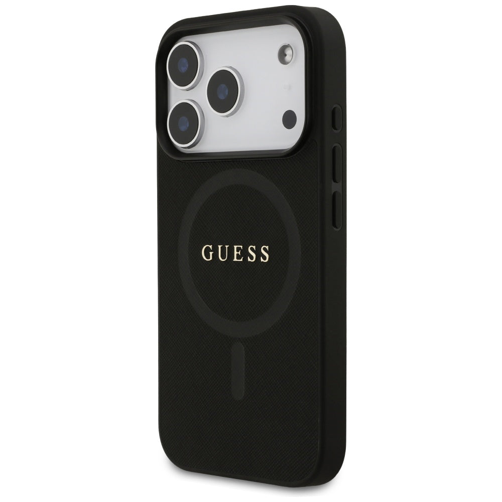 Husa de protectie Guess Saffiano Classic Logo MagSafe (GUHMP17XPSAHMCK) compatibil cu iPhone 17 Pro Max, Negru