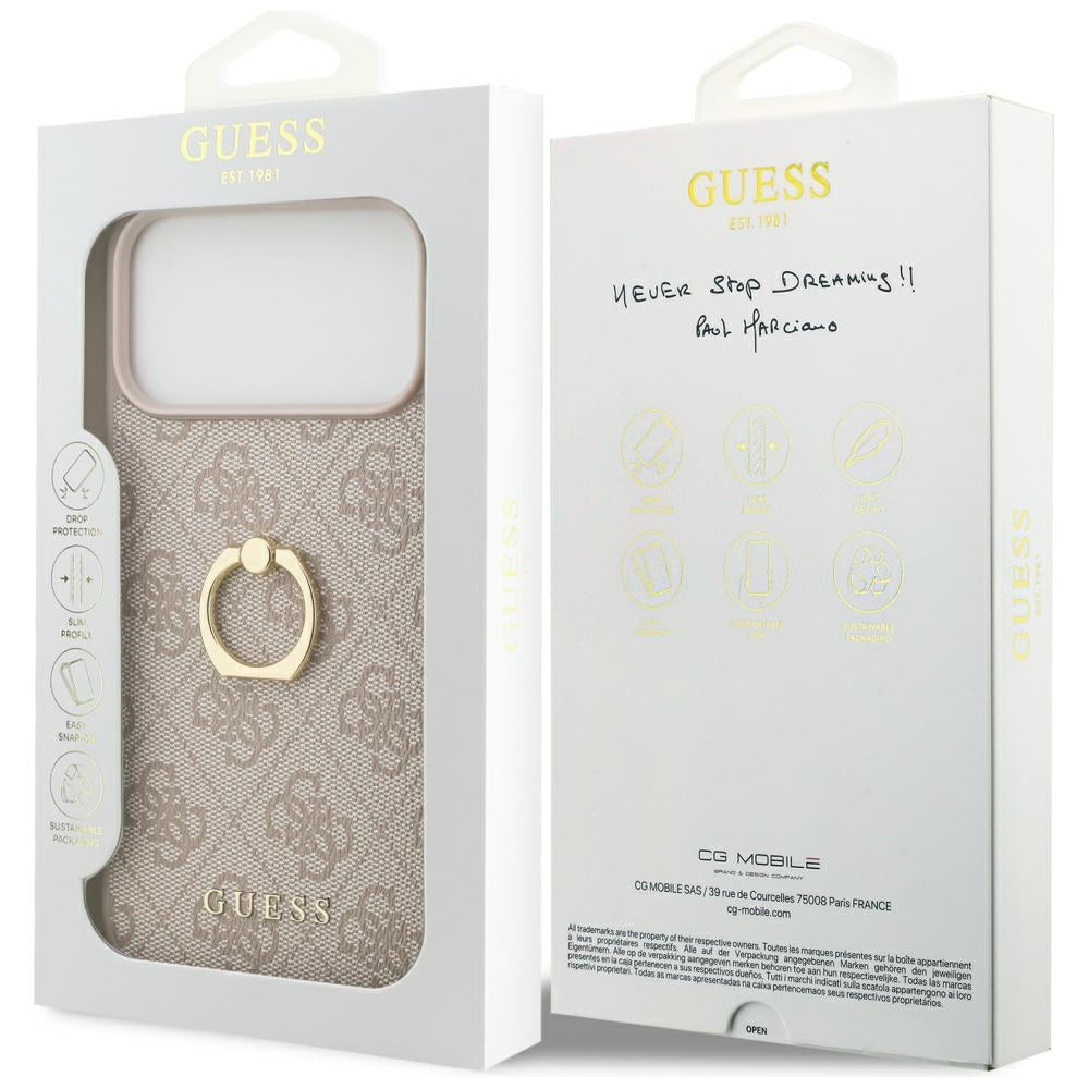 Husa de protectie Guess Hardcase 4G Ring Stand (GUHCP17X4GMRPI) compatibil cu iPhone 17 Pro Max, Roz