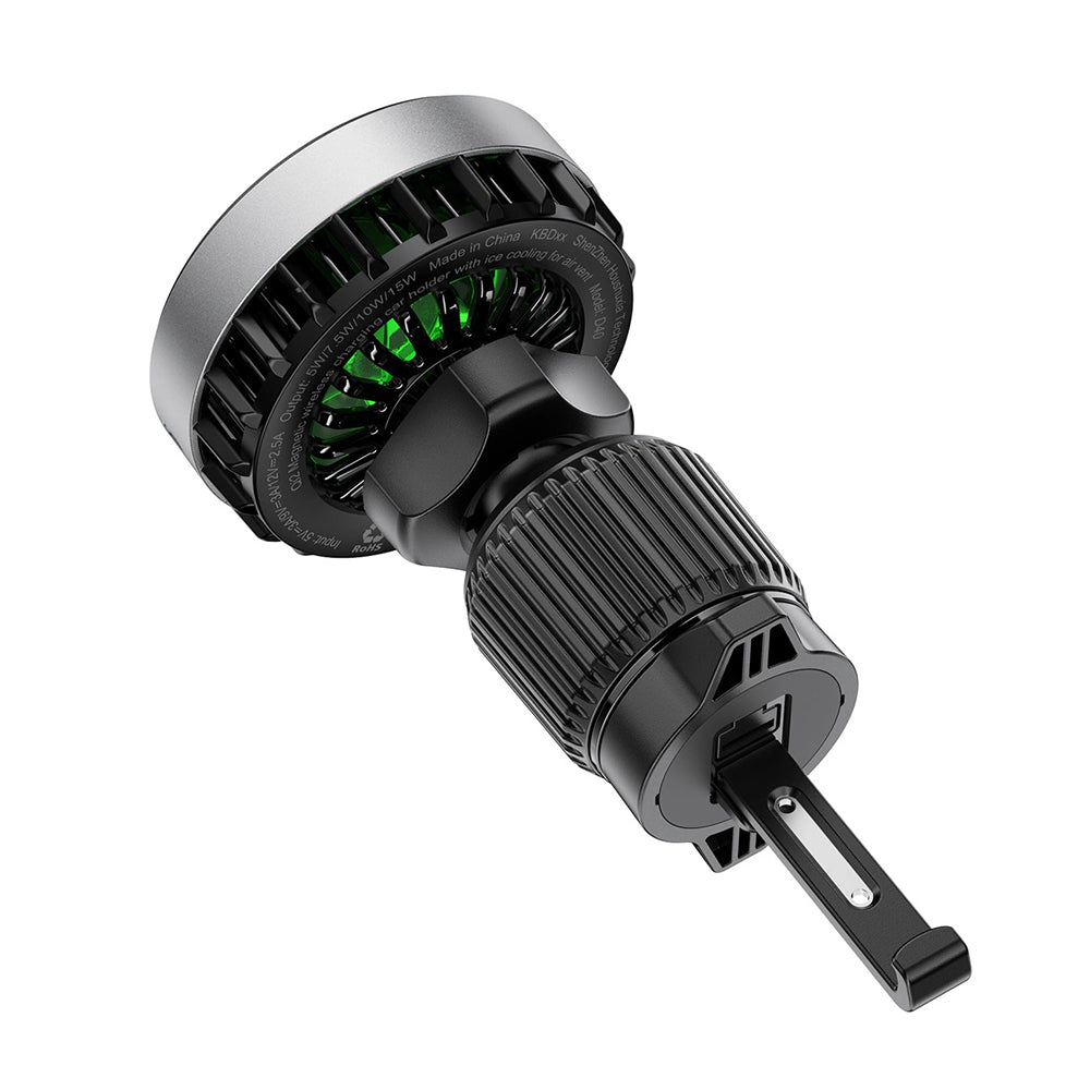 Suport Acefast with Wireless Charging (D40), for Air Vent, Magnetic Grip, Ice Cooling, Qi2, USB-C, 15W, Metal Gray