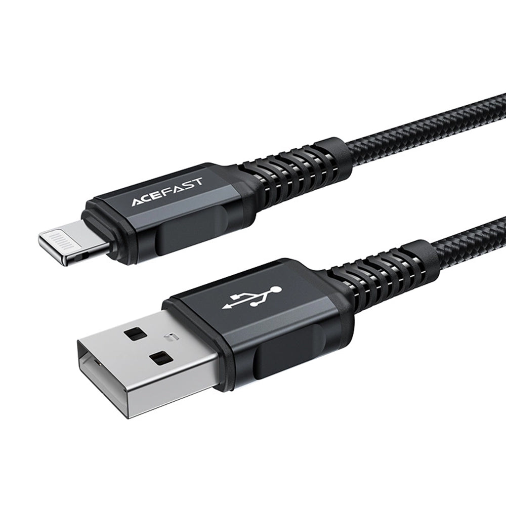 Cablu Acefast (C4-02), Fast Charging, USB to Lightning, 2.4A, Aluminum Alloy, 1.8m, Negru