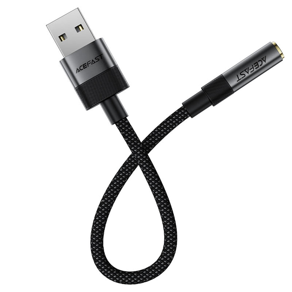 Adaptor Acefast Audio Adapter (J13), USB Male to Jack 3.5mm Female, Plug & Play, High-fidelity Sound, No Delay, 15cm, Negru