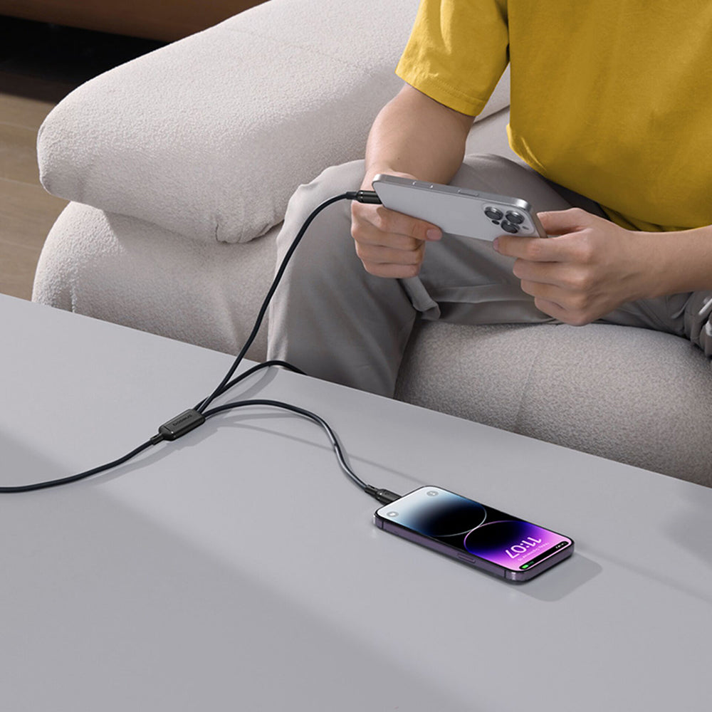Cablu Baseus Silky (P10377705123-00), Fast Charge, USB to USB-C, Lightning, Micro-USB, 100W, 480Mbps, 1.5m, Negru