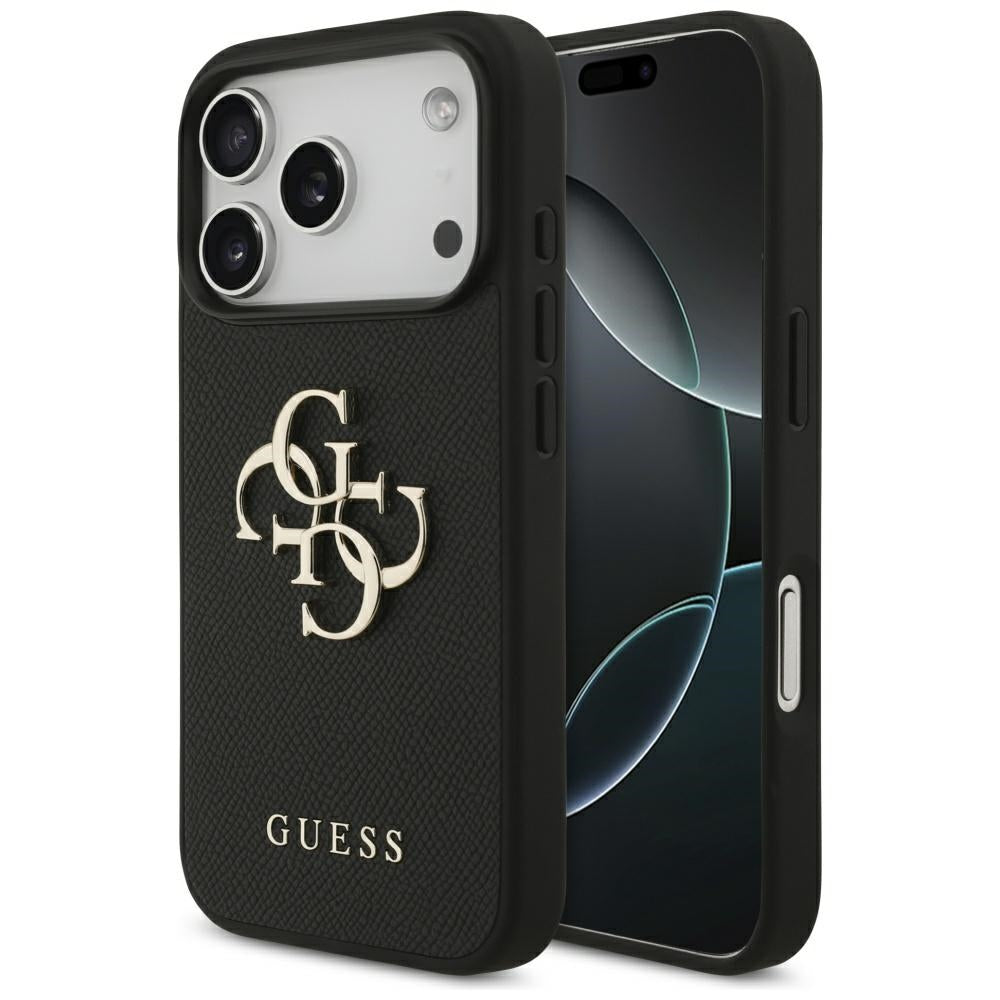 Husa de protectie Guess Hardcase 4G Grained Big and Classic Logo (GUHCP17LPGT4MBK) compatibil cu iPhone 17 Pro, Negru
