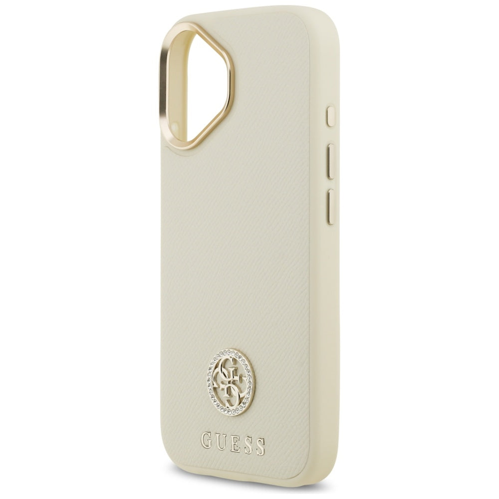 Husa de protectie Guess Grained Strass Logo MagSafe (GUHMP17SPGCRMDEE) compatibil cu iPhone 17, Bej