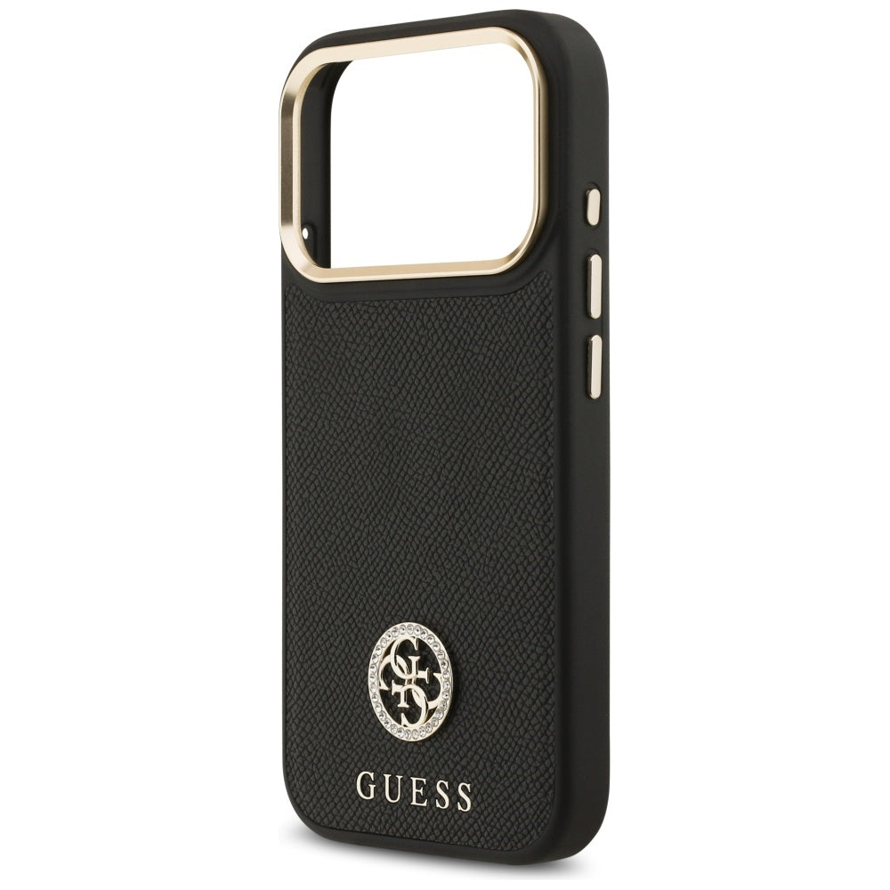 Husa de protectie Guess Grained Strass Logo MagSafe (GUHMP17LPGCRMDEK) compatibil cu iPhone 17 Pro, Negru