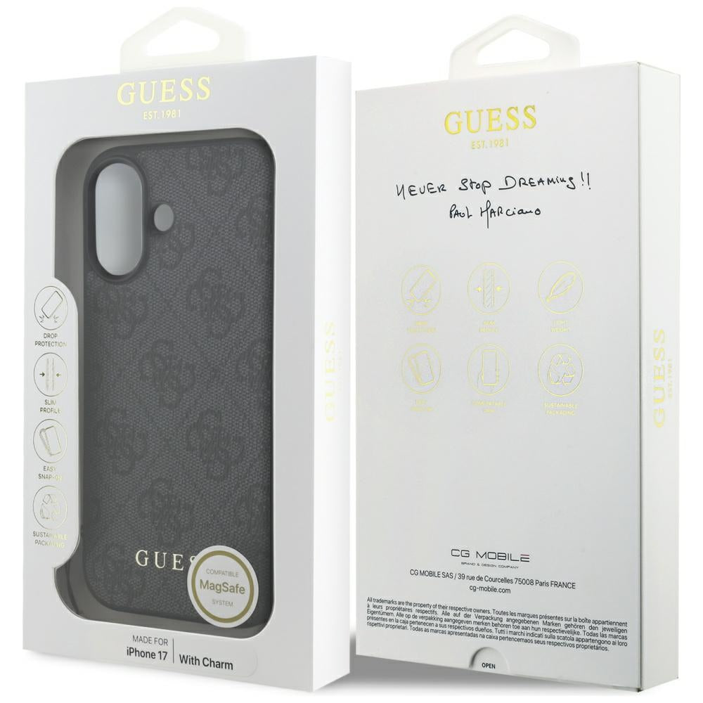 Husa de protectie Guess Hardcase 4G Charm Cradle MagSafe (GUHMP17SGF4GCK) compatibil cu iPhone 17, Negru
