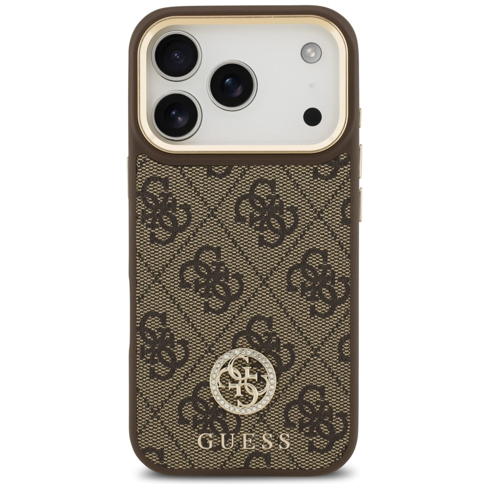 Husa de protectie Guess Hardcase 4G Strass Logo MagSafe (GUHMP17LP4GRMDEW) compatibil cu iPhone 17 Pro, Maro
