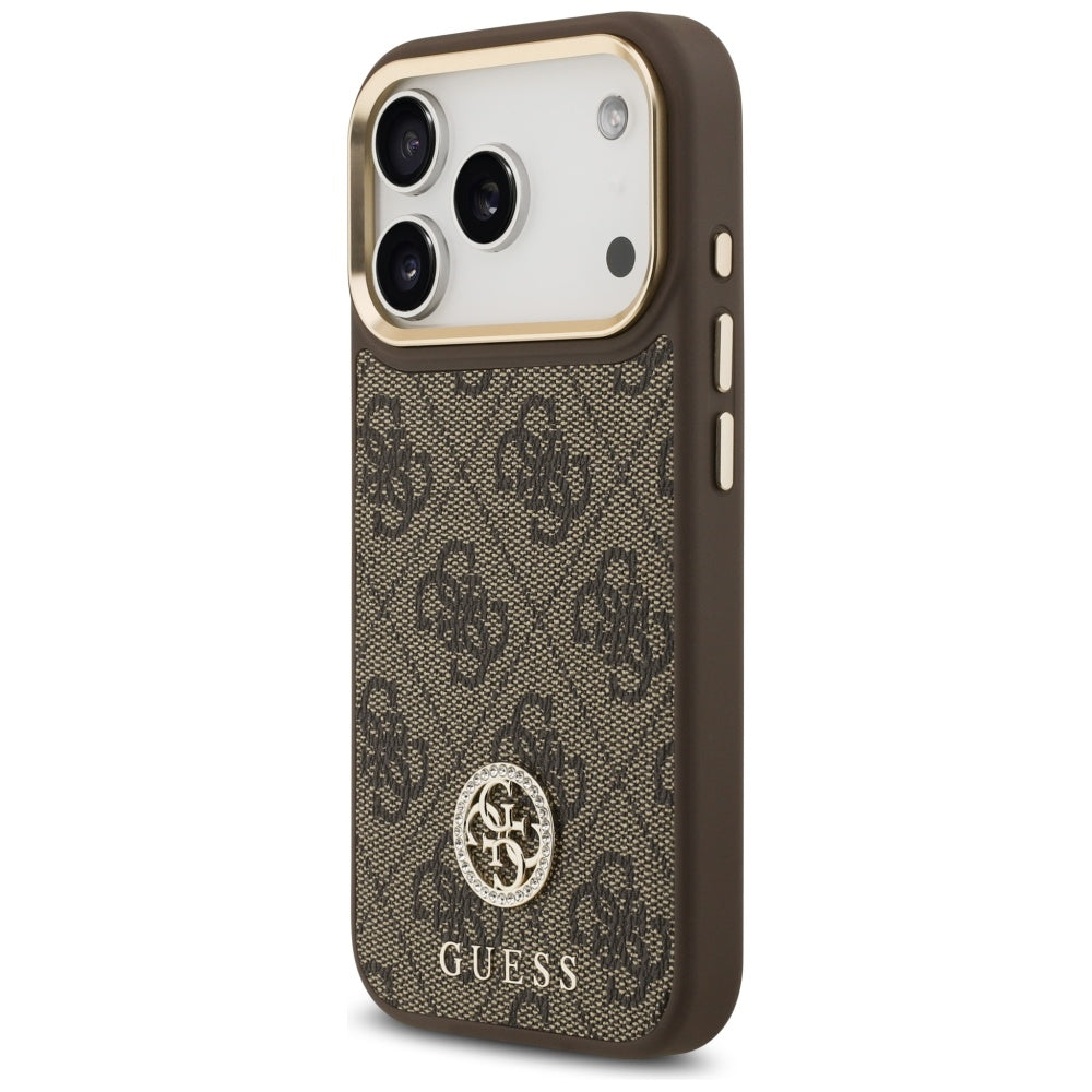 Husa de protectie Guess Hardcase 4G Strass Logo MagSafe (GUHMP17LP4GRMDEW) compatibil cu iPhone 17 Pro, Maro