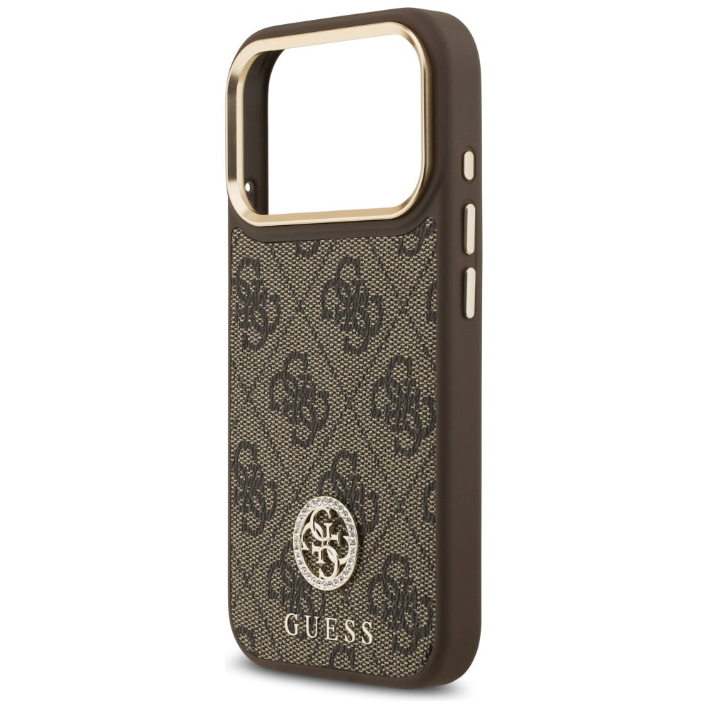 Husa de protectie Guess Hardcase 4G Strass Logo MagSafe (GUHMP17LP4GRMDEW) compatibil cu iPhone 17 Pro, Maro