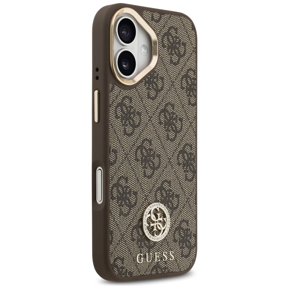 Husa de protectie Guess Hardcase 4G Strass Logo MagSafe (GUHMP17SP4GRMDEW) compatibil cu iPhone 17, Maro