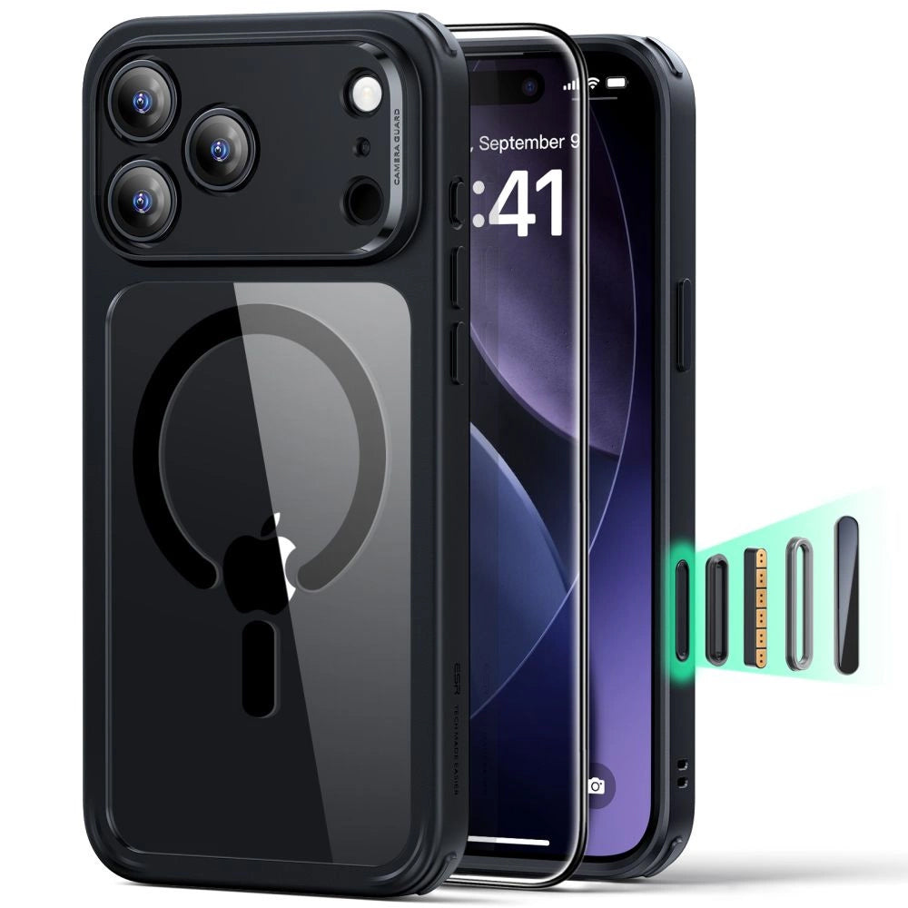 Folie de protectie ESR Classic Hybrid HaloLock compatibil cu iPhone 17 Pro, Transparent Black