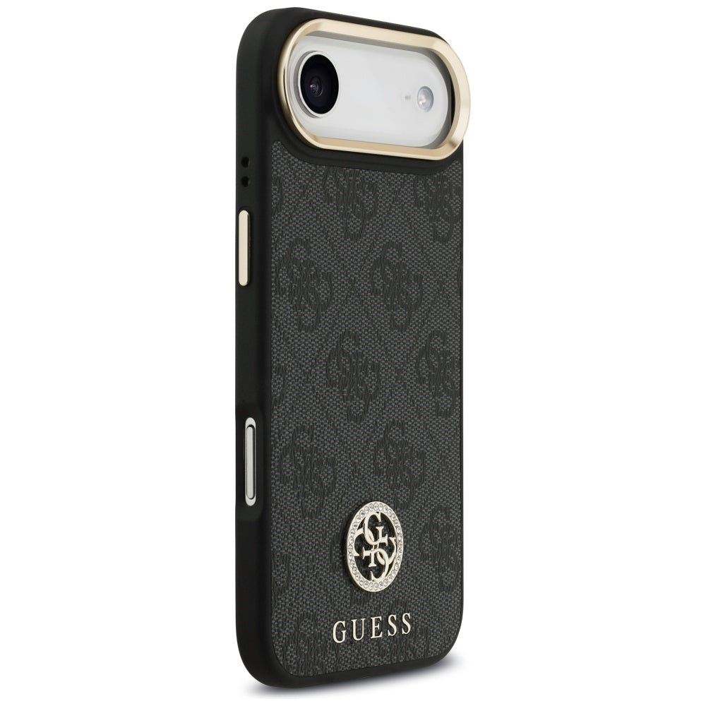 Husa de protectie Guess 4G Strass Logo with Big Strap Metal Button MagSafe (GUHMP17MP4G4DCSK) compatibil cu iPhone 17 Air, Negru