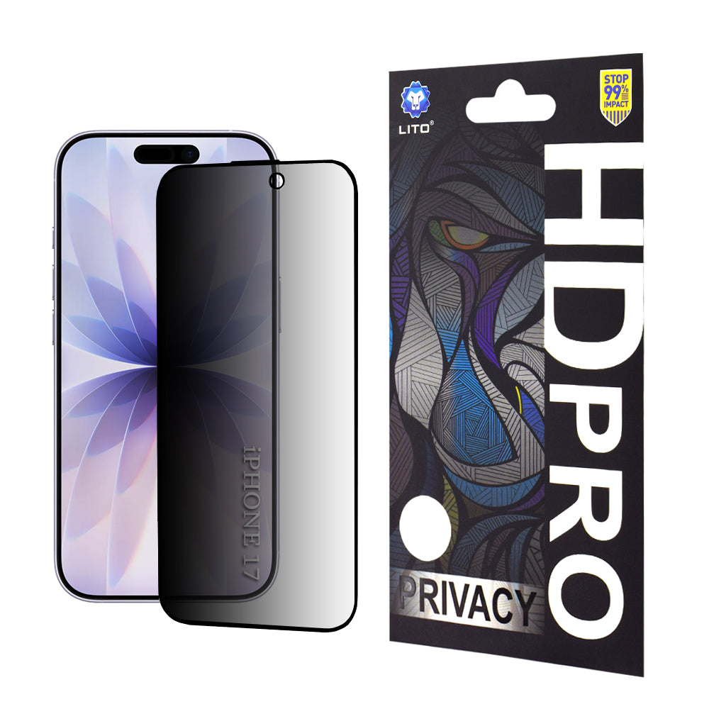 Folie de protectie Lito HD Pro Privacy compatibil cu iPhone 17 / iPhone 16 Pro, Negru