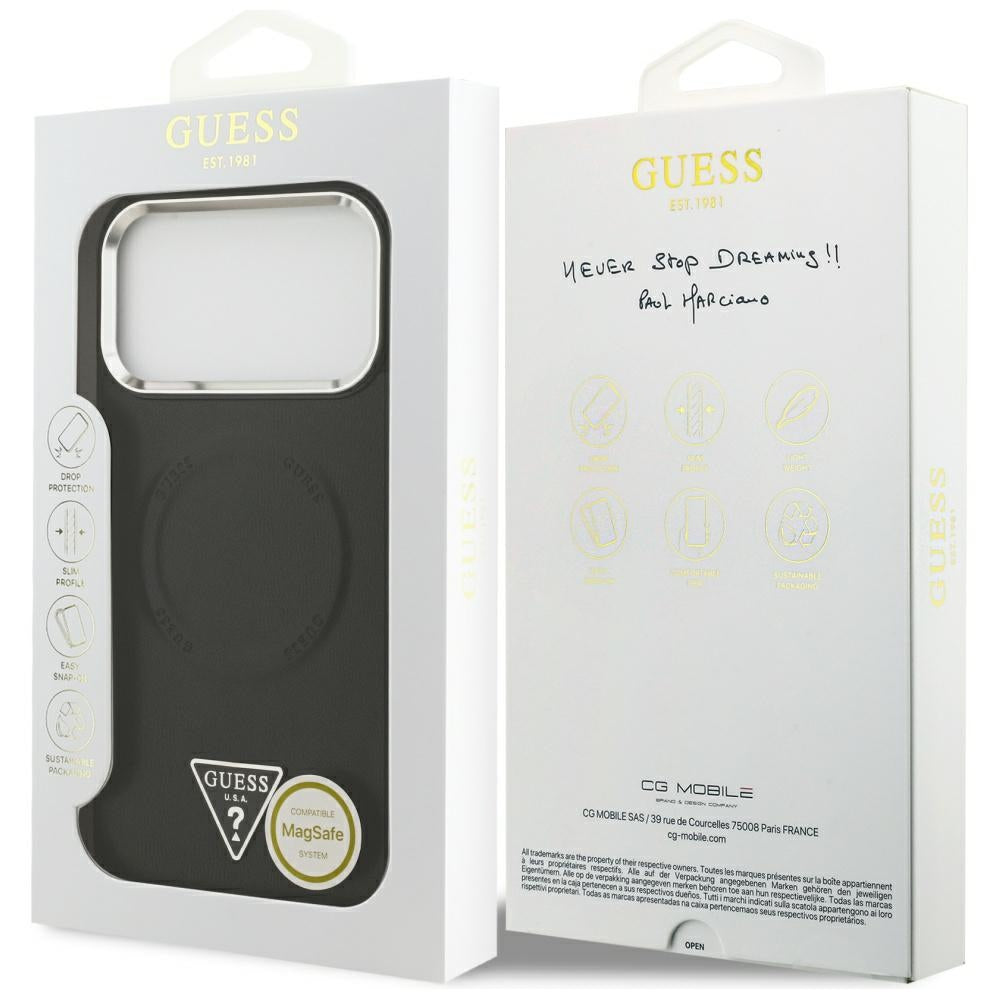 Husa de protectie Guess Hardcase Triangle Logo MagSafe (GUHMP17XPSDTSCMK) compatibil cu iPhone 17 Pro Max, Negru