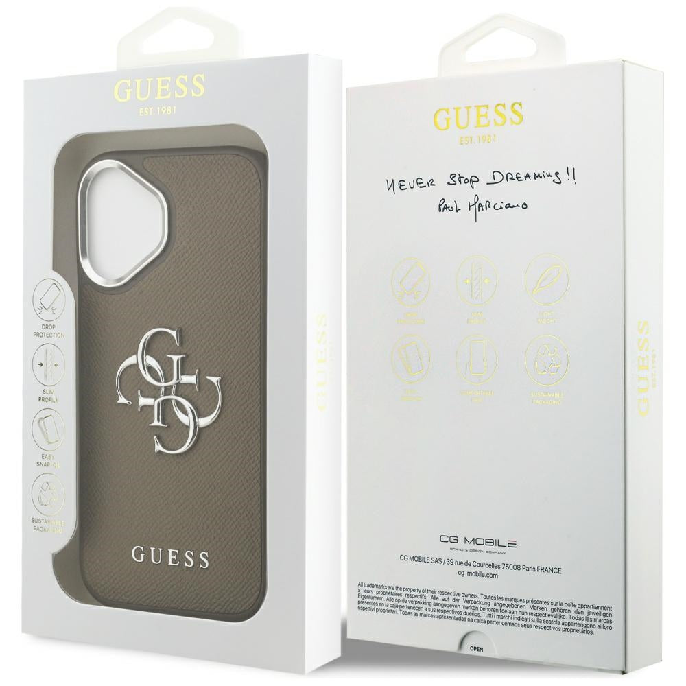 Husa de protectie Guess Hardcase Grained Big 4G Classic Logo (GUHCP17SPG4SMCEW) compatibil cu iPhone 17, Maro