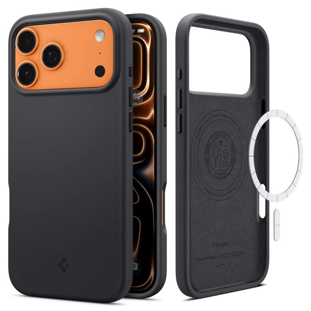 Husa de protectie Spigen Silicone Fit MagSafe (ACS10335) compatibil cu iPhone 17 Pro, Negru