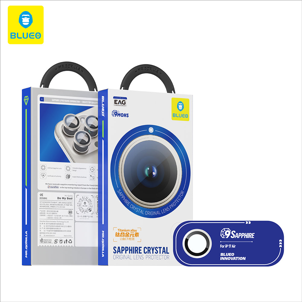 Folie de protectie Blueo Sapphire Crystal Original Lens Glass compatibil cu iPhone 17 Air, Negru